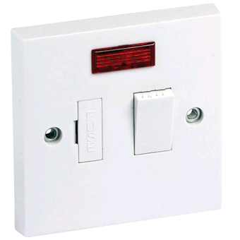 White 13A Double Pole Fused Switch With Neon
