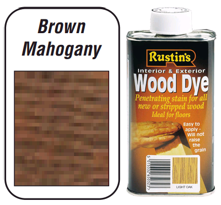 Rustins Wood Dye For Interior & Exterior - Brown Mahogany 250ml