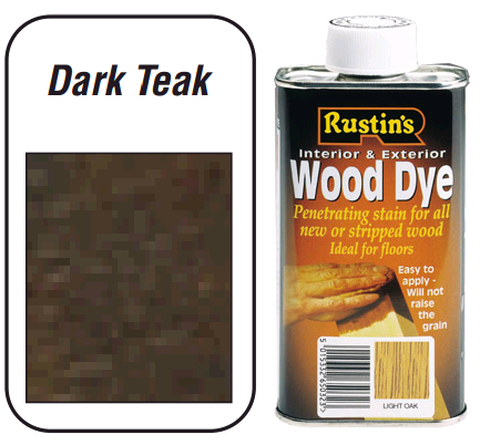 Rustins Wood Dye For Interior & Exterior - Dark Teak 250ml