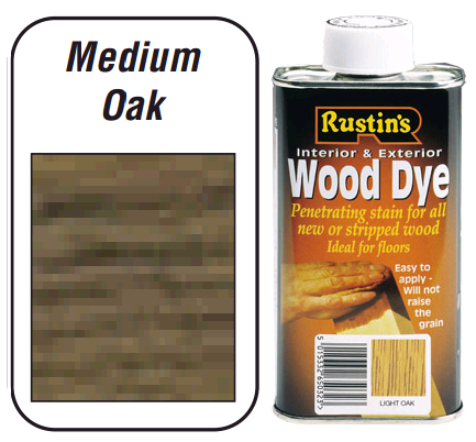 Rustins Wood Dye For Interior & Exterior - Medium Oak 250ml