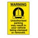 WARNING Unauthorised parking may result in your vehicle been clamped or removed sign - (200mm x 300mm)
