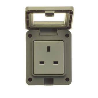Powermaster IP55 1 Gang Outdoor Damp Proof Socket