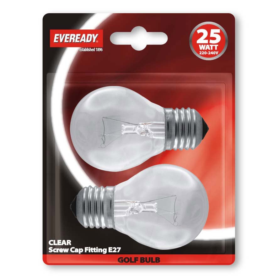 Eveready 25W Rough Service Golf Screw Cap Fitting E27/ ES - 2 Pack