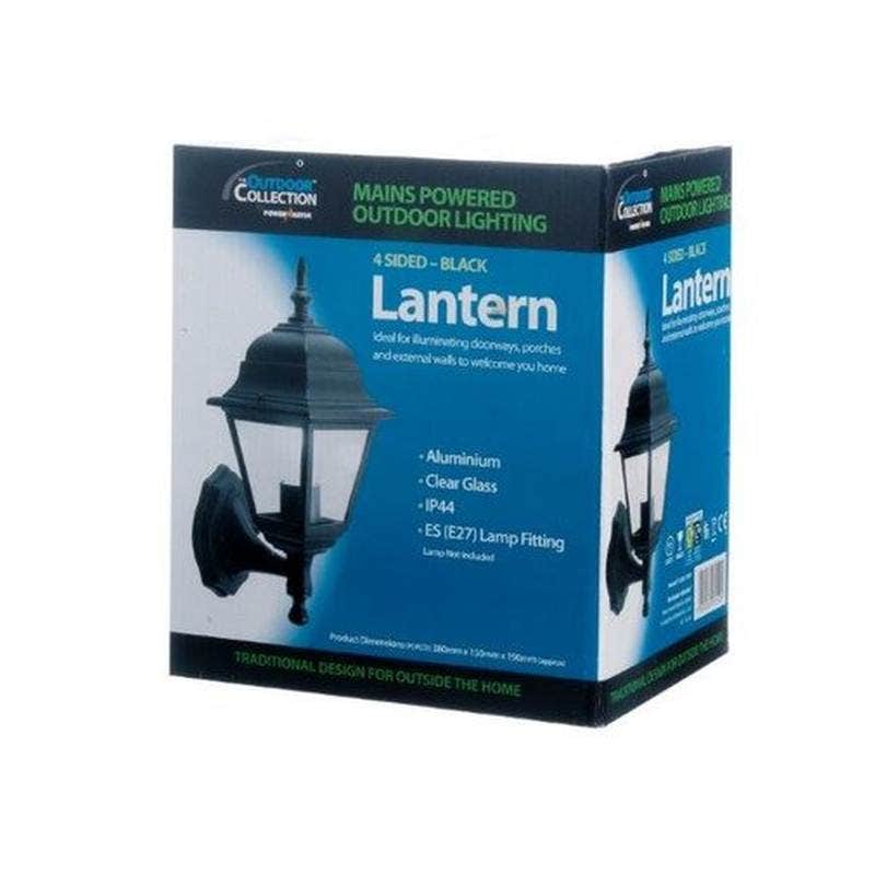 Powermaster 4-Sided Black Aluminium Wall Lantern