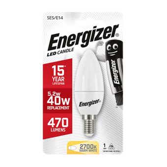 Energizer 5.2W LED Opal Candle E14/ SES Light Bulb