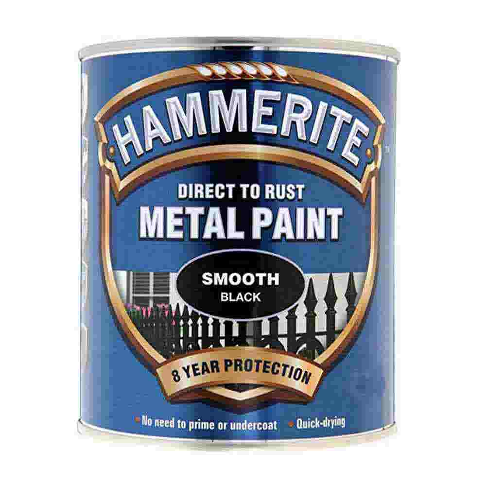 Hammerite Direct To Rust Metal Paint - Smooth Black 750ml