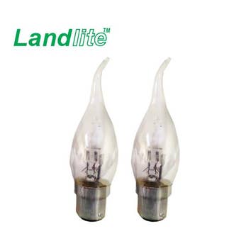 Landlite 28w Halosaver Flame Tipped Clear Candle BC/ B22 Lightbulb - Pack of 2