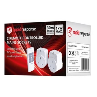 2 Remote Controlled Sockets - 30 Metre Range
