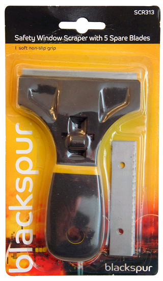 Blackspur Heavy Duty Safety Window Scraper with 5 Spare Blades