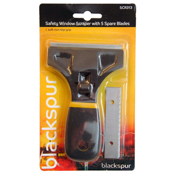 Blackspur Heavy Duty Safety Window Scraper with 5 Spare Blades