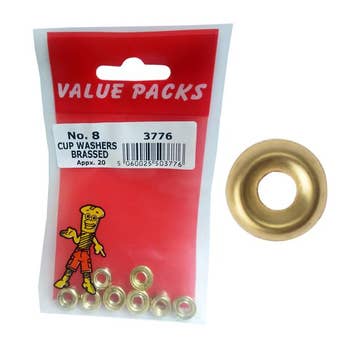 Value Packs Brassed Cup Washers - No.8 Pack of 20
