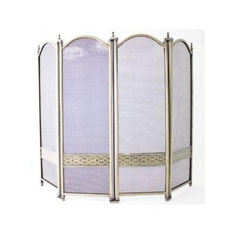 De Vielle Heritage Celtic Collection 4 Fold Fire Screen Antique Brass Finish