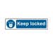 Blue / White - Keep Lock - Self-Adhesive Sign - 200 x 50mm