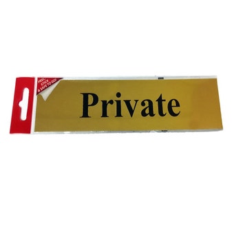 Self-Adhesive Gold Effect - Private - Sign - 200mm x 50mm