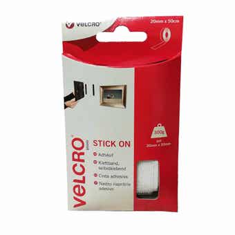 Velcro® Stick On Tape - White 20mm x 50cm (Holds 300g)