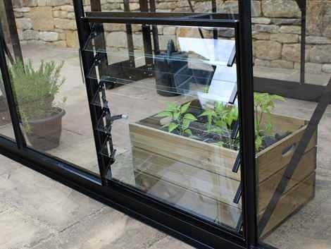 24" Black Louvre Toughened Glass,  6 Blade 610 X 610