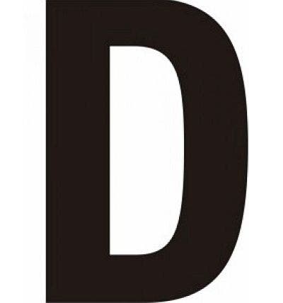 Black Helvetica Bold Condensed Style Vinyl Letter D - 75mm 