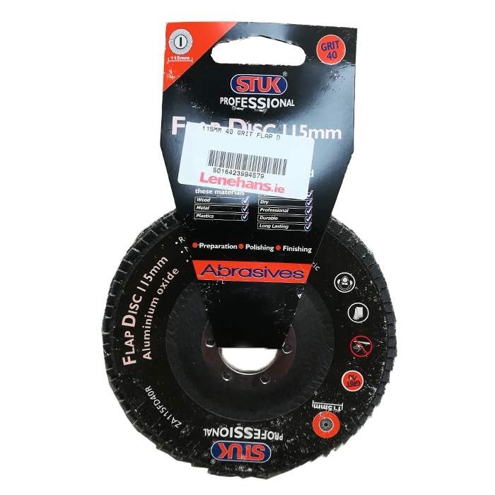 Stuk Aluminium Oxide Grit 40 Flap Disc - 115mm