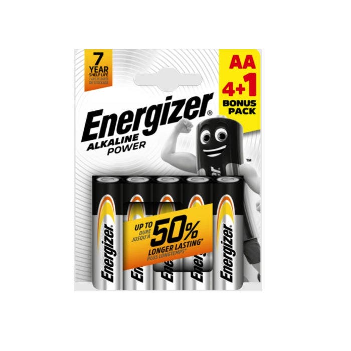 Energizer AA Alkaline Batteries - Pack Of 4 + 1 Free