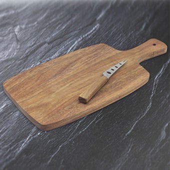 Acacia Oblong Cheese Board & Knife Set – Wooden Serving Board