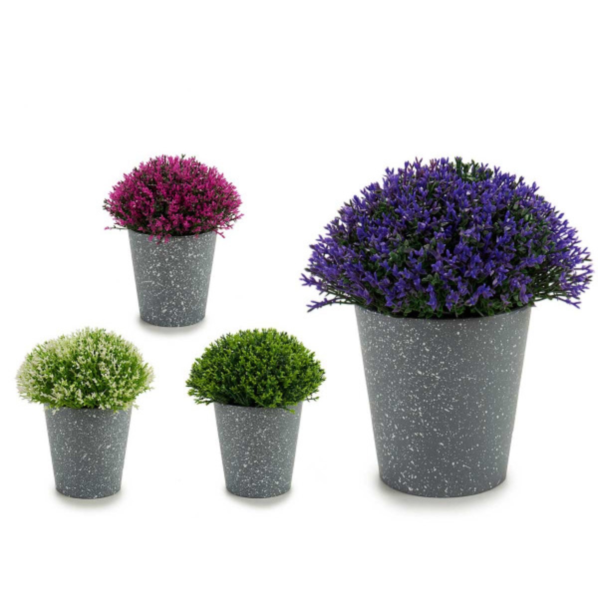 Artificial Flowers in Grey Flower Pot - Assorted Colours 