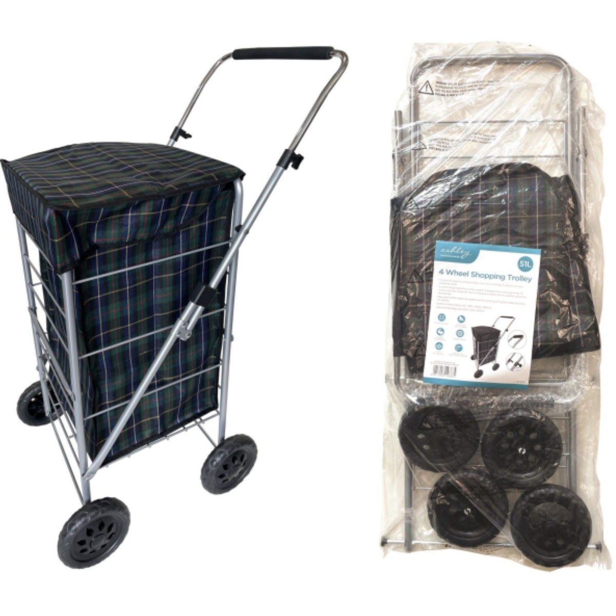 Ashley 4 Wheel Shopping Trolley 51L