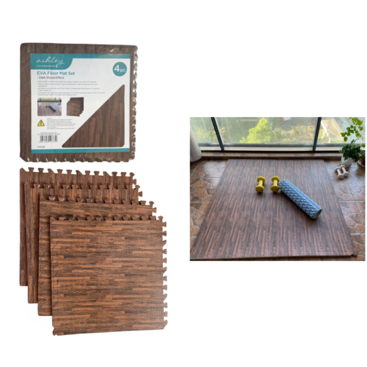 Ashley Eva Floor Mat Set - Dark Wood Effect 
