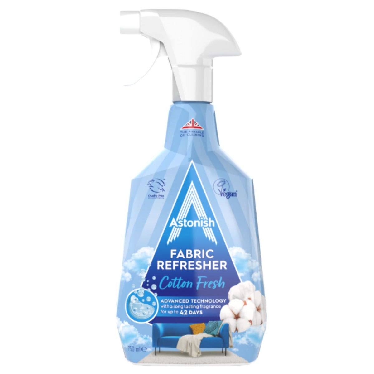 Astonish Fabric Refresher Spray Cotton Fresh 750ml – Long Lasting Fabric Deodoriser for Curtains, Carpets and Upholstery