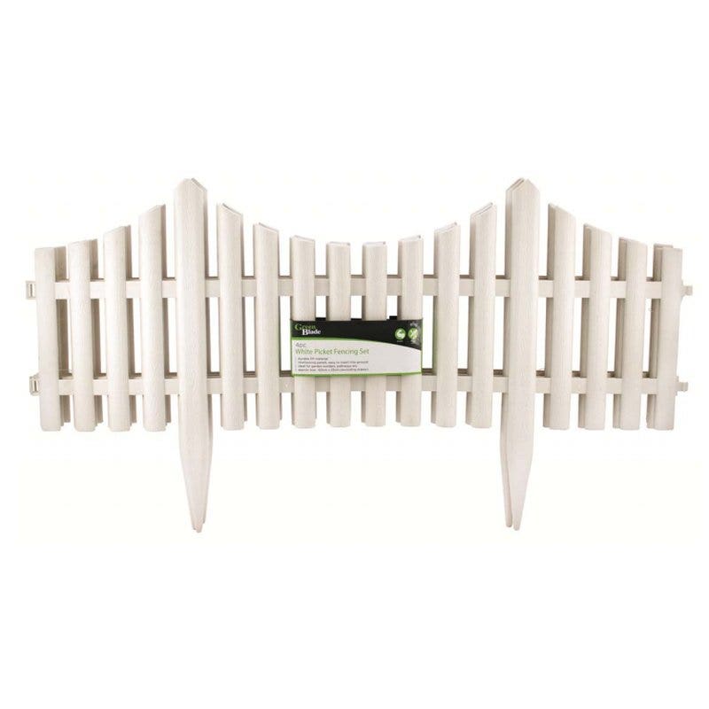 GreenBlade 4 Piece White Picket Fence 