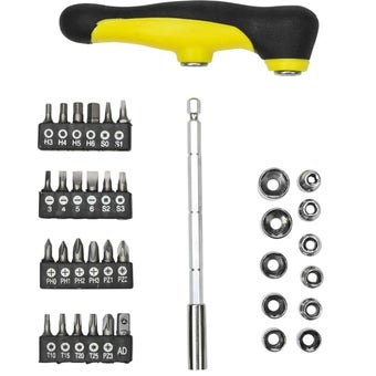 Benson 37-Piece T-Handle Screwdriver and Socket Set – Complete DIY Tool Kit with Bits and Sockets