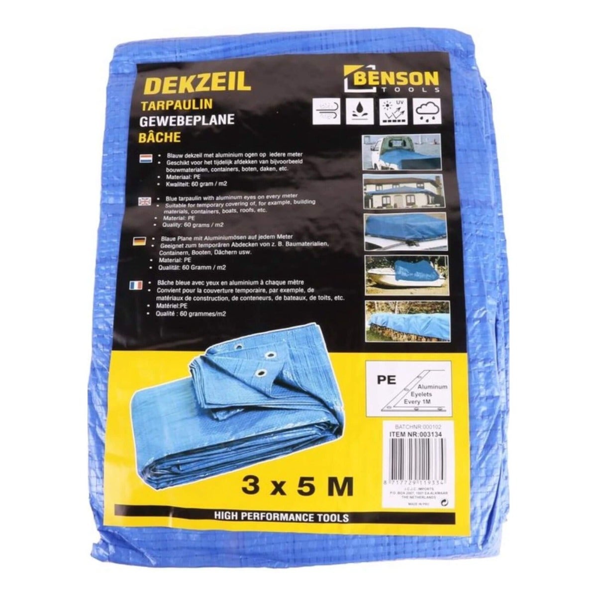 Benson Blue Tarpaulin - 3 x 5m 