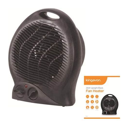 2Kw Upright Black Fan Heater - Kingavon