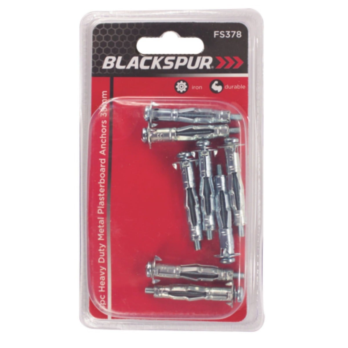 Blackspur Heavy Duty Metal Plasterboard Anchors 38mm - 8 pieces 