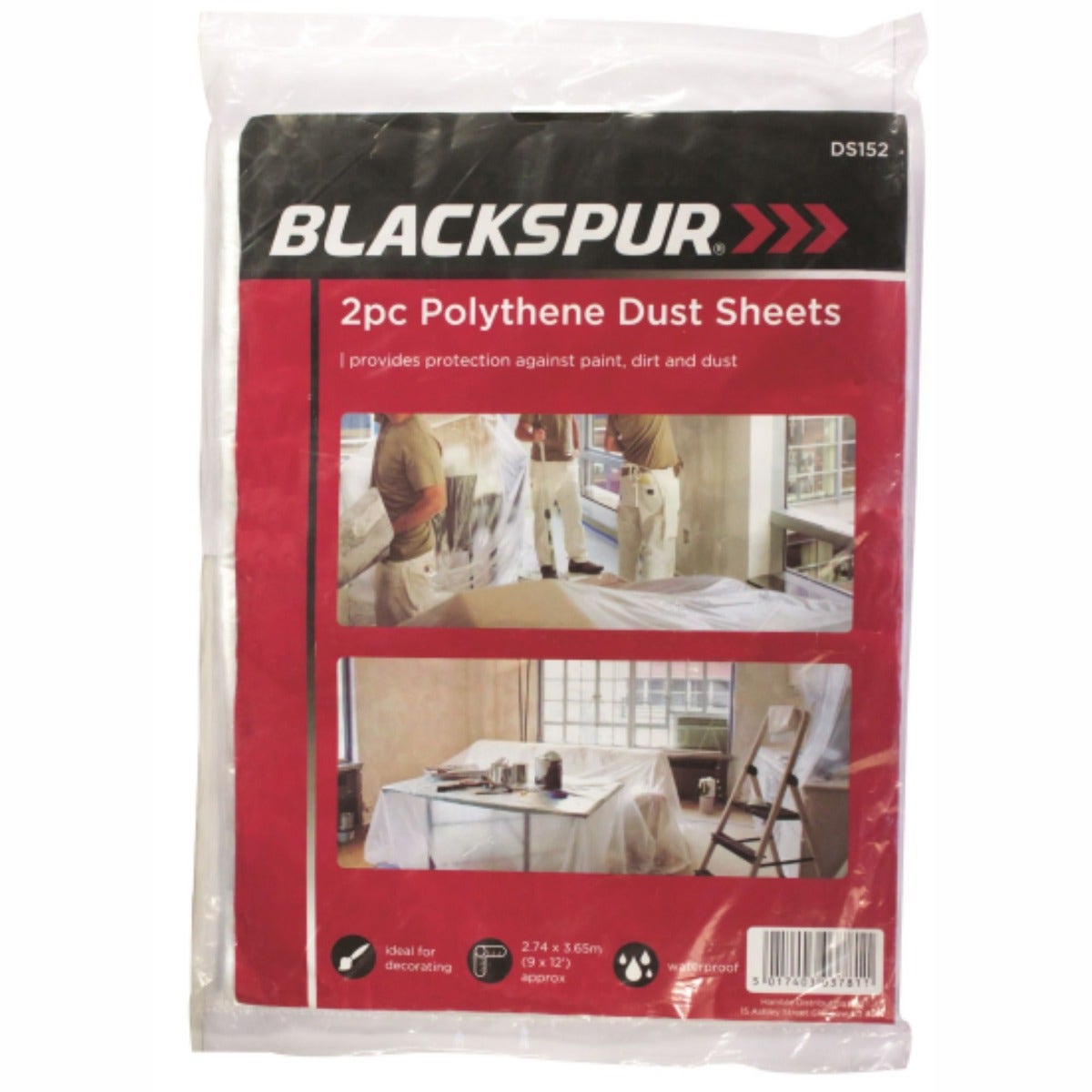 Blackspur Polythene Dust Sheet - Pack of 2
