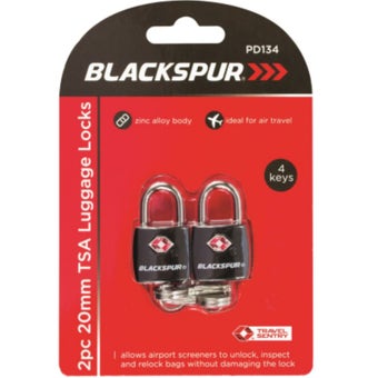 Blackspur TSA Approved 20mm Luggage Locks with Keys - Pack of 2