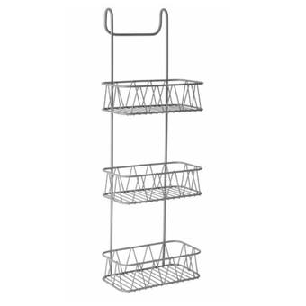 Blue Canyon Grey Wire 3 Tier Shower Screen Caddy Bathroom Hanging Organiser
