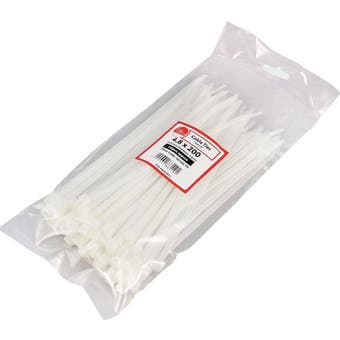 Natural Cable Ties - 4.8mm x 200mm (Pack of 100)