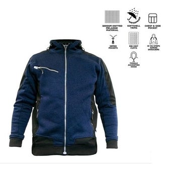 Cargo Action Zip Up Hoodie - Black and Navy XL