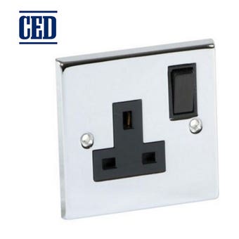 CED Polished Chrome 13A Single Socket Switch