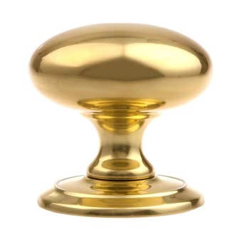 Large Centre Door Knob Polished Brass - 100mm