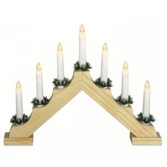 Christmas Decoration Candle Bridge 7 LEDS - Wood effect