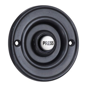 Circular Bell Push with China Press Button 76mm - Matt Black