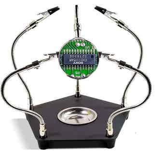 Circuit Board Holder with Clamps & Magnifing Glass