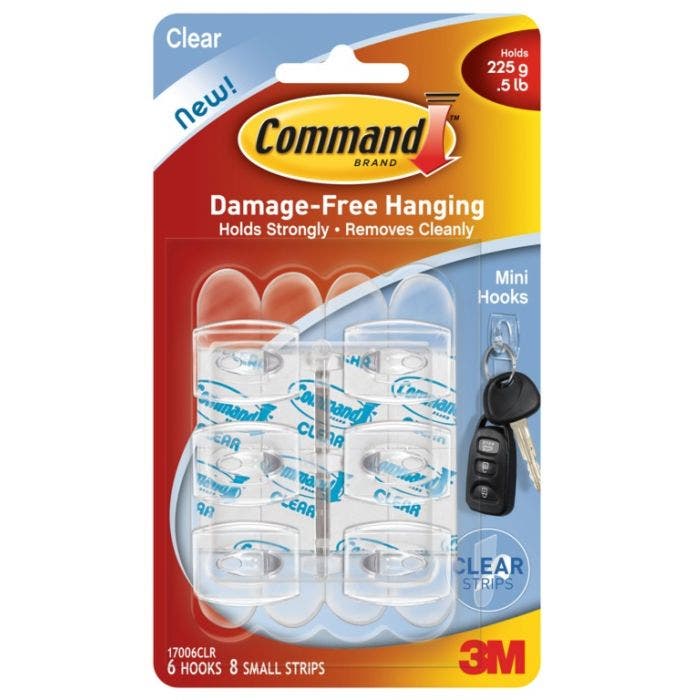 Command™ Picture Hanging Hooks - 6 Mini Hooks Clear - 225g