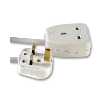 1 Way Gang Mains Power Extension Lead 10m White