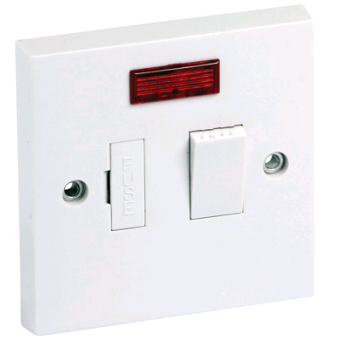 White 13A Double Pole Fused Switch With Neon