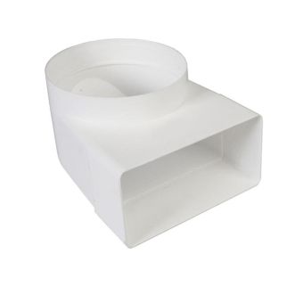 Round To Flat 90° White Ducting Elbow