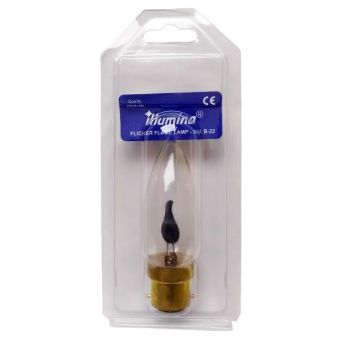 illumina 3w Flicker Flame Clear Candle B22 Lightbulb