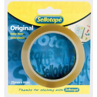 Sellotape Original Golden Tape Roll Non-static Easy-tear 25mm x 66m