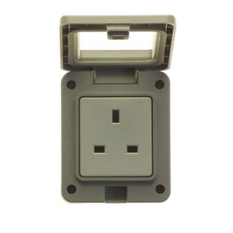 Powermaster IP55 1 Gang Outdoor Damp Proof Socket